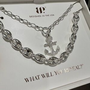 Bomb Party Luxe Layers Silver Anchor Pendant Necklace